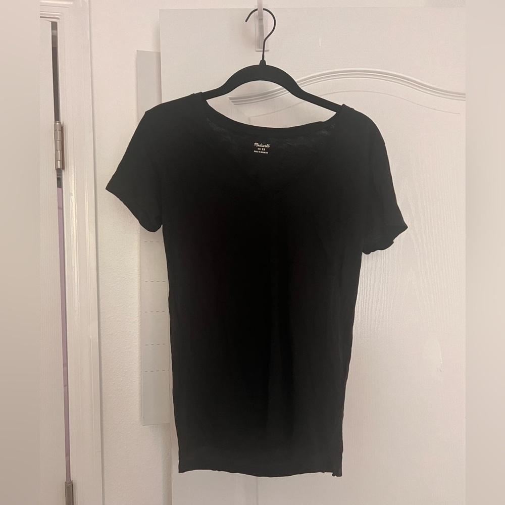 Madewell Black V Neck Pocket Tee SZ XS